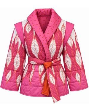 LOVEIST STORE Leaf Quilted Jacket With Detachable Sleeves - Pink