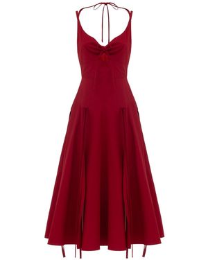 Georgette Scarlet Midi Dress - Red