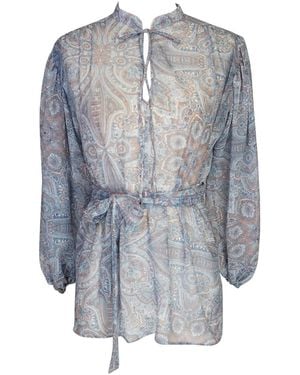 Jennafer Grace Clara Bishop Sleeve Blouse - Blue