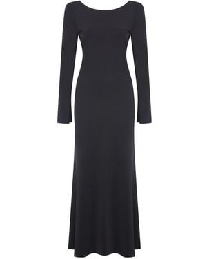 NAZLI CEREN Iris Jersey Long Dress With Open - Black