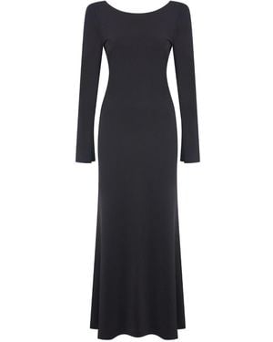 NAZLI CEREN 'Iris Jersey Long Dress With Open - Black