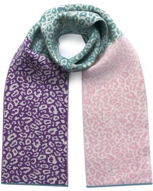 INGMARSON Leopard Block Colour Wool & Cashmere Scarf Pastel - Purple