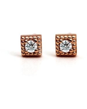 VicStoneNYC Fine Jewelry Unique Textured Tiny Diamond Stud Earrings - White