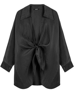 Nocturne Front-Tie Longline Shirt - Black