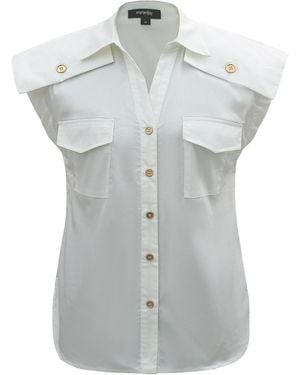 Smart and Joy Sleeveless Shirt With Flaps On Shoulders - Gray