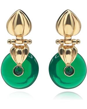 Michael Nash Jewelry Annie Drop Earring With Emerald Resin Drop - Green
