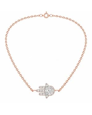 Artisan Rose 18K Rose Diamond Hamsa Hand Chain Necklace - Metallic
