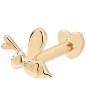 Vanhi 14K Solid Bumble Bee Flat Back Stud Left Facing - Metallic