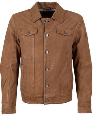 Mauritius Leather Trucker Jacket Geoff - Brown