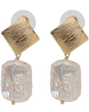 Ebru Jewelry Pearl & Cleopatra Earrings - Metallic