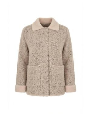 James Lakeland Neutrals Herringbone Knitted Jacket - Natural