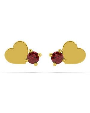 Onia Ruby Heart Studs - Yellow