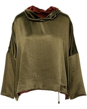 Silvia Serban Reversible Satin Blouse Kaki & Burgundy - Green