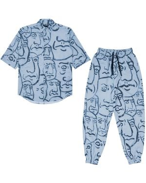 mysimplicated Short Sleeve Shirt And Pants Set - Blue