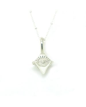 Etta Burton Jewellery Evil Eye Sterling Necklace Wide Awake Pendant - Metallic