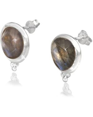 The Jewellery Store London Labradorite 'You Are Loved' Stud Earrings - Metallic