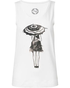 Conquista Racer Back Print Top - White