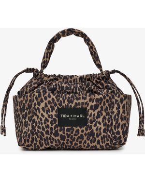 Tiba + Marl Mini Luna Drawstring Stroller Bag Lighter Leopard Print - Black