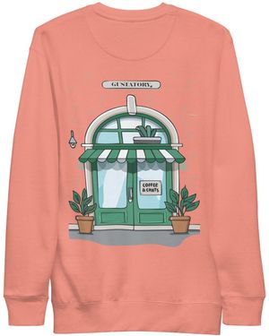 Anchor and Crew Dusty Rose Gustatory Coffee & Chats Cotton Blend Embroidered Sweatshirt - Pink