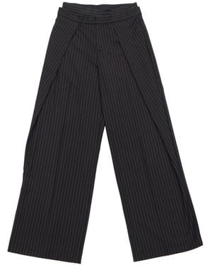 Circular Path Satin Waistband Pinstripe Pant - Grey
