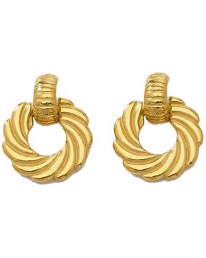 Elk & Bloom Thick 14K Ribbed Hoop Studs - Metallic