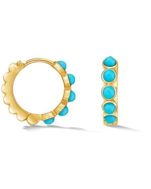 Dower & Hall Medium Azure Huggie Hoops - Blue