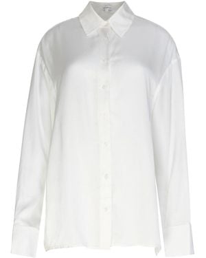 Circular Path Long Sleeve Oversized Shirt - White