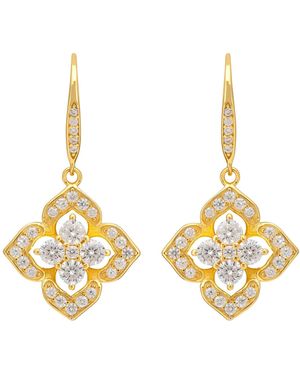 LÁTELITA London Pointed Cz Clover Flower Drop Earrings - Metallic