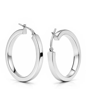 Unaloe Polished Sterling Chunky Hoop Earrings - Metallic