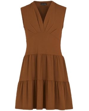 Conquista Chocolate Viscose-Blend Jersey Sleeveless Dress - Brown