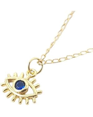 Harfi Mini Evil Eye Dark Plated Charm Necklace - Metallic
