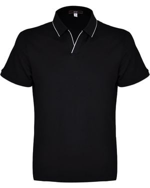 DAVID WEJ Marco V-Neck Polo Shirt - Black