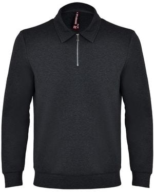 DAVID WEJ Enzo Cotton Zip Polo - Blue