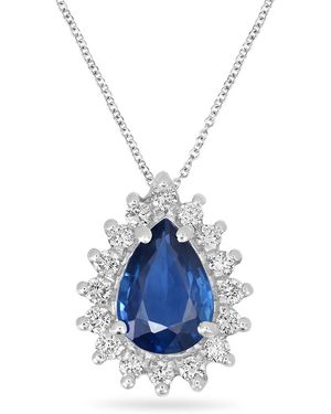 Artisan 18K Sapphire & Diamond Pear Pendant - Blue