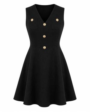 Girl In Mind Mika Button Up Mini Skater Dress - Black
