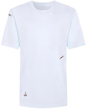 INGMARSON Swimmers Embroidered Organic Cotton T-Shirt Sky - White