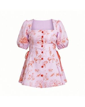 L’orangerie D’isabella Bloom & Laced Dress Lilac Toile De Jouy - Pink