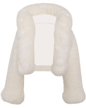 Miss Circle New York Kali Cropped Vegan Fur Jacket With Hood - Natural