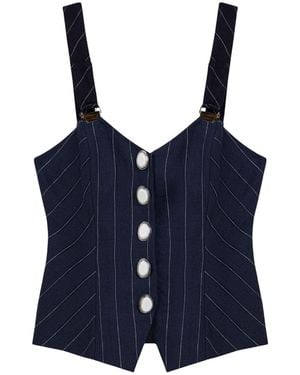 Nocturne Pinstripe Corset Bustier Top - Blue