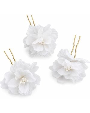 Yeva Sebastia Chiffon Flower Hair Pin - White