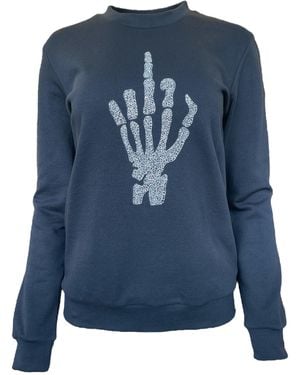 Any Old Iron Beaded Skull Finger Sweatshirt - Blue