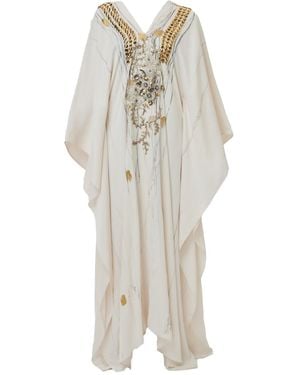 Saniya Khan Leaf Caftan - Natural