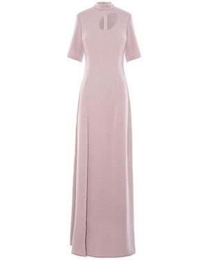 BLUZAT Neutrals Maxi Dress With Cut-Out And Slit - Purple