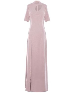 BLUZAT Neutrals Maxi Dress With Cut-Out And Slit - Purple