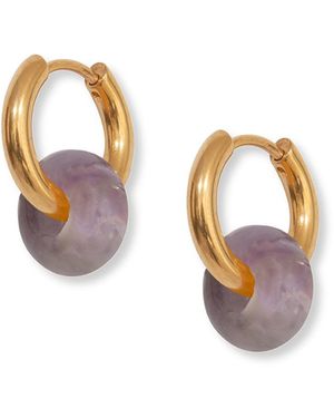 A Weathered Penny Amethyst Hoops - Metallic