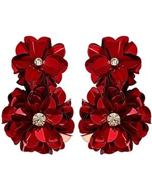 PINAR OZEVLAT Blossom Drop Earrings - Red