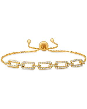 Kylie Harper Diamond Cz Paperclip Adjustable Bracelet - Metallic