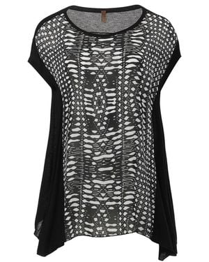 Conquista Monochrome Mosaic Oversized Jersey Top - Black