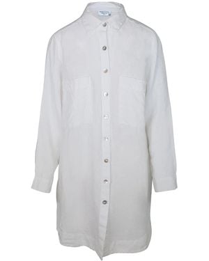 Haris Cotton Long Sleeved Oversized Linen Shirt Dress - Gray