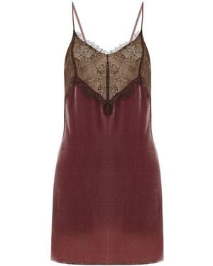 Maison sél Lace Detailed Mini Dress - Red